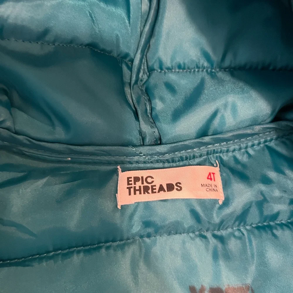 Epic Threads Dino Puffer Jacket 4T Boys Packable Hooded Coat Dinosaur